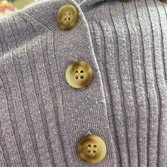 Derek Lam Collective Purple Henley Vneck Sweater Ribbed Y2K Sz XS - Picture 6 of 6